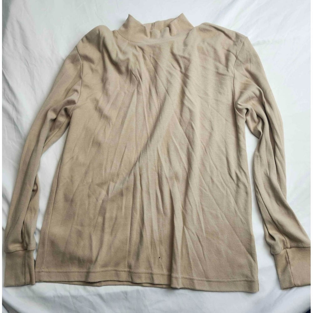 Vintage 90s Erika Top Large Beige Knit Long Sleeve Pullover Earthy Lagenlook Y2K